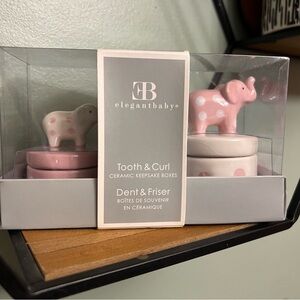 Elegant Baby Ceramic Keepsake Boxes for First Curl and First Tooth Pink White
